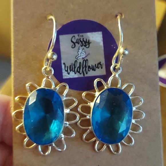 Sassy Wildflower Jewelry - BLUE Topaz Sterling Silver Earrings